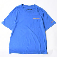 極美品 CHROME HEARTS クロムハーツ That Group Scroll Tee 半袖Tシャツ サイズL ブルー パープル スクロールラベルロゴ 中古 4a007555