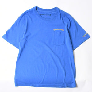 極美品 CHROME HEARTS クロムハーツ That Group Scroll Tee 半袖Tシャツ サイズL ブルー パープル スクロールラベルロゴ 中古 4a007555