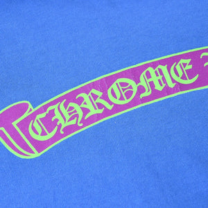 極美品 CHROME HEARTS クロムハーツ That Group Scroll Tee 半袖Tシャツ サイズL ブルー パープル スクロールラベルロゴ 中古 4a007555