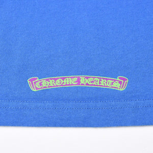 極美品 CHROME HEARTS クロムハーツ That Group Scroll Tee 半袖Tシャツ サイズL ブルー パープル スクロールラベルロゴ 中古 4a007555