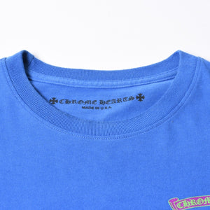 極美品 CHROME HEARTS クロムハーツ That Group Scroll Tee 半袖Tシャツ サイズL ブルー パープル スクロールラベルロゴ 中古 4a007555