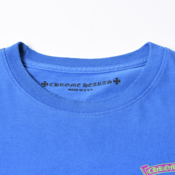 極美品 CHROME HEARTS クロムハーツ That Group Scroll Tee 半袖Tシャツ サイズL ブルー パープル スクロールラベルロゴ 中古 4a007555