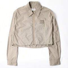 極美品 MIUMIU ミュウミュウ Technical check zip-up shirt テクニカル チェック ジップアップシャツ MK1905 サイズ38 ベージュ 中古 4a007249