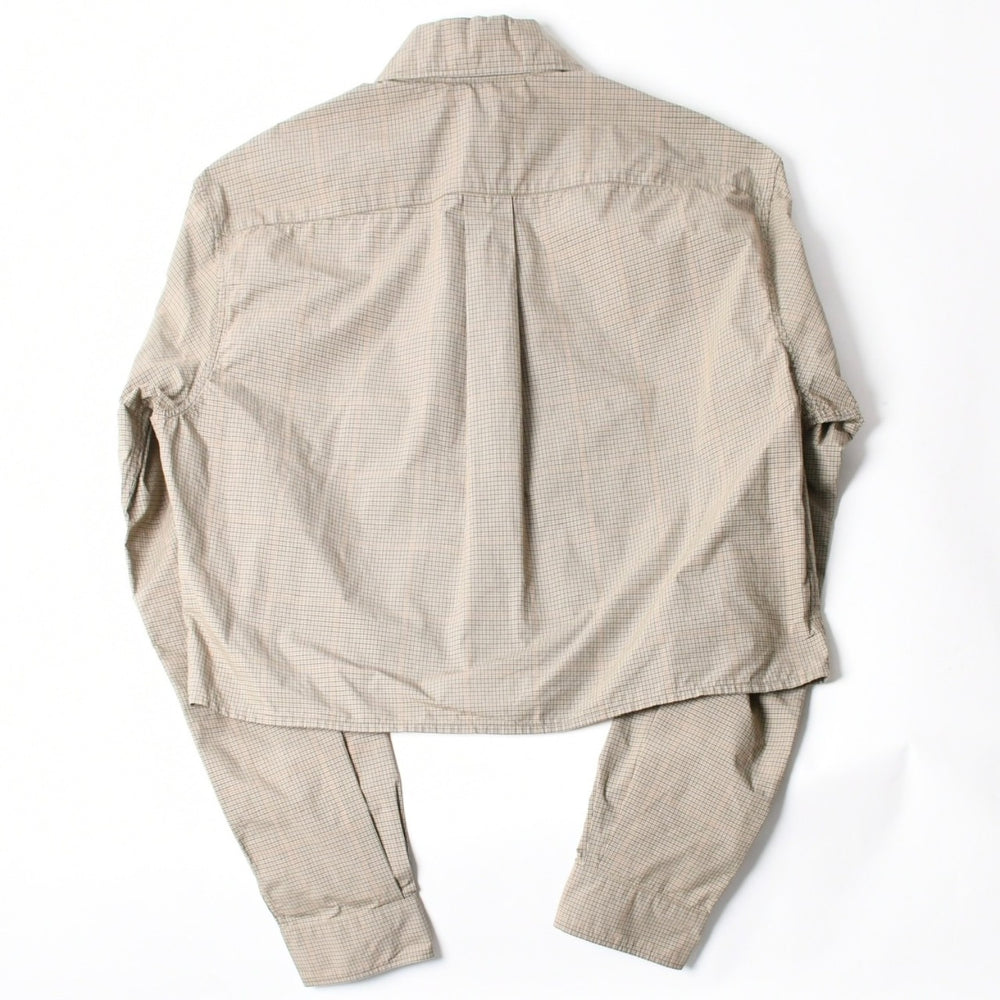 極美品 MIUMIU ミュウミュウ Technical check zip-up shirt テクニカル チェック ジップアップシャツ MK1905 サイズ38 ベージュ 中古 4a007249