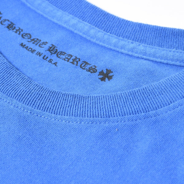 極美品 CHROME HEARTS クロムハーツ That Group Scroll Tee 半袖Tシャツ サイズL ブルー パープル スクロールラベルロゴ 中古 4a007555