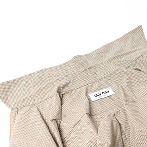 極美品 MIUMIU ミュウミュウ Technical check zip-up shirt テクニカル チェック ジップアップシャツ MK1905 サイズ38 ベージュ 中古 4a007249