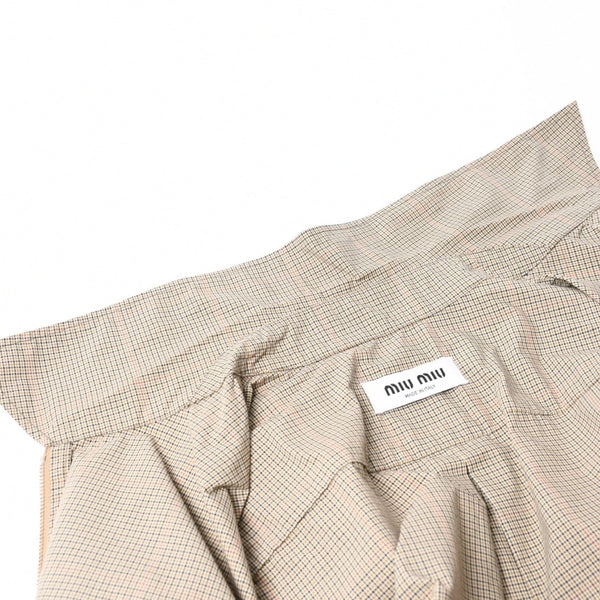 極美品 MIUMIU ミュウミュウ Technical check zip-up shirt テクニカル チェック ジップアップシャツ MK1905 サイズ38 ベージュ 中古 4a007249