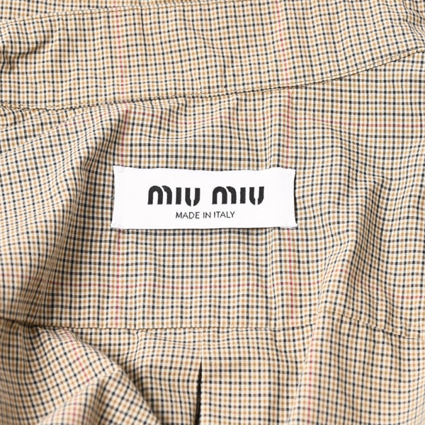 極美品 MIUMIU ミュウミュウ Technical check zip-up shirt テクニカル チェック ジップアップシャツ MK1905 サイズ38 ベージュ 中古 4a007249