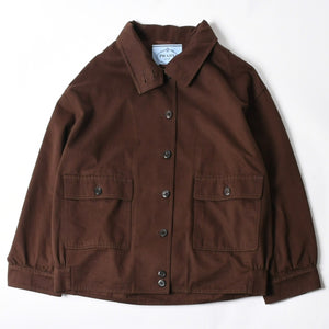 極美品 PRADA プラダ Old gabardine cotton shirt jacket オールド ギャバジン コットン シャツ ジャケット P8011 サイズ36 中古 4a007251