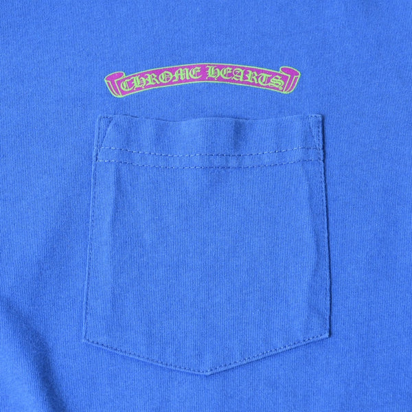 極美品 CHROME HEARTS クロムハーツ That Group Scroll Tee 半袖Tシャツ サイズL ブルー パープル スクロールラベルロゴ 中古 4a007555