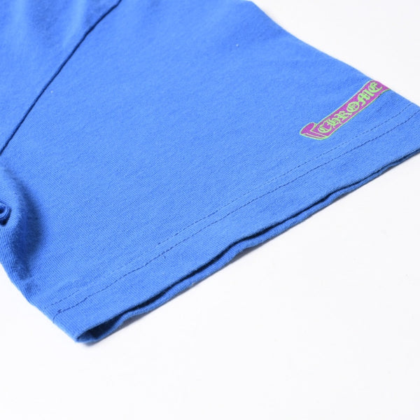極美品 CHROME HEARTS クロムハーツ That Group Scroll Tee 半袖Tシャツ サイズL ブルー パープル スクロールラベルロゴ 中古 4a007555