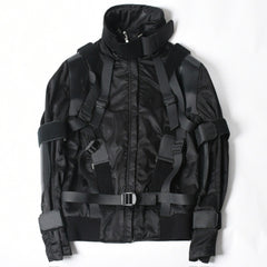 極美品 DOLCE＆GABBANA ドルチェアンドガッバーナ ボンデージジャケット パラシュートジャケット FW2003 GSP1J 9853 ブラック サイズ40 中古 4a006728