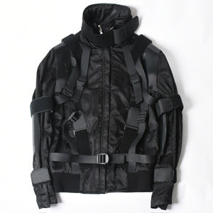 極美品 DOLCE＆GABBANA ドルチェアンドガッバーナ ボンデージジャケット パラシュートジャケット FW2003 GSP1J 9853 ブラック サイズ40 中古 4a006728