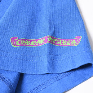 極美品 CHROME HEARTS クロムハーツ That Group Scroll Tee 半袖Tシャツ サイズL ブルー パープル スクロールラベルロゴ 中古 4a007555