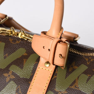 新品同様 LOUIS VUITTON ルイヴィトン モノグラム グラフィティ キーポル50 M92196 ブラウン カーキ ゴールド金具 中古 4a007564