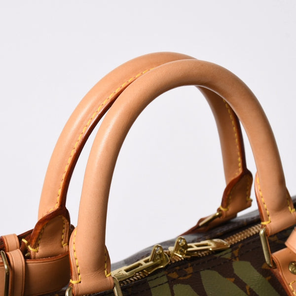 新品同様 LOUIS VUITTON ルイヴィトン モノグラム グラフィティ キーポル50 M92196 ブラウン カーキ ゴールド金具 中古 4a007564