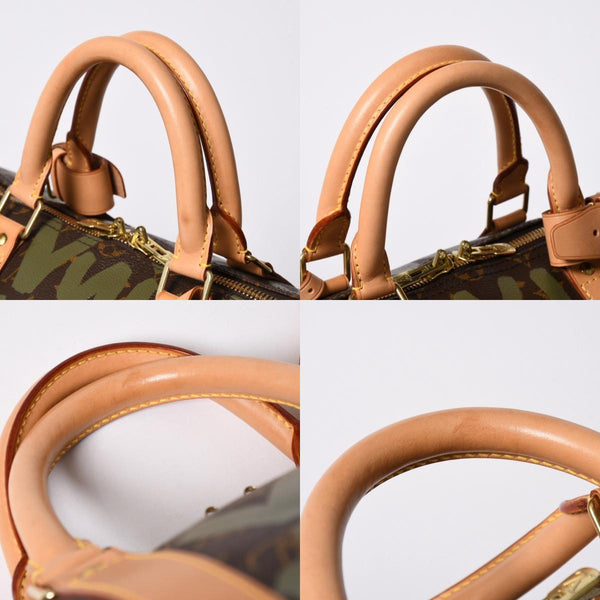 新品同様 LOUIS VUITTON ルイヴィトン モノグラム グラフィティ キーポル50 M92196 ブラウン カーキ ゴールド金具 中古 4a007564
