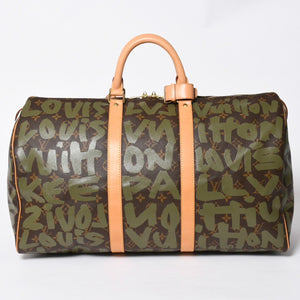 新品同様 LOUIS VUITTON ルイヴィトン モノグラム グラフィティ キーポル50 M92196 ブラウン カーキ ゴールド金具 中古 4a007564