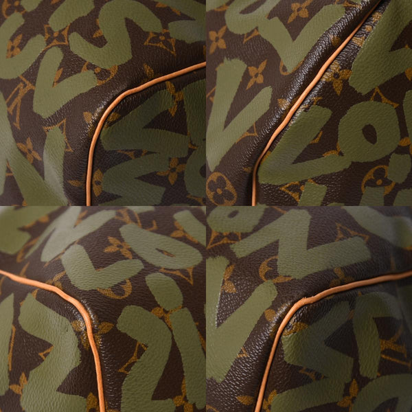 新品同様 LOUIS VUITTON ルイヴィトン モノグラム グラフィティ キーポル50 M92196 ブラウン カーキ ゴールド金具 中古 4a007564