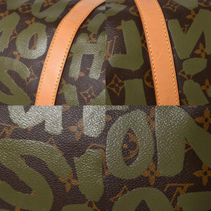 新品同様 LOUIS VUITTON ルイヴィトン モノグラム グラフィティ キーポル50 M92196 ブラウン カーキ ゴールド金具 中古 4a007564