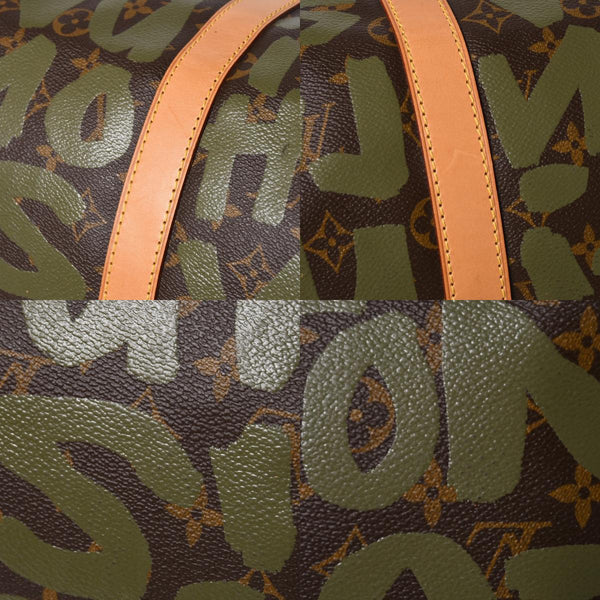 新品同様 LOUIS VUITTON ルイヴィトン モノグラム グラフィティ キーポル50 M92196 ブラウン カーキ ゴールド金具 中古 4a007564