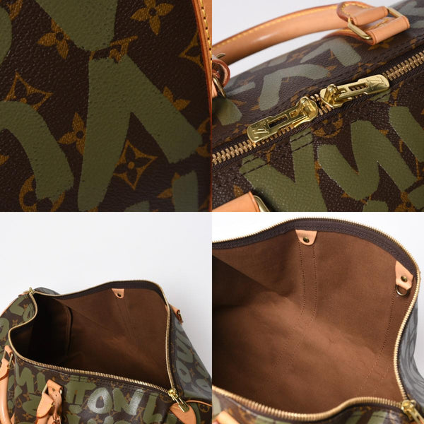 新品同様 LOUIS VUITTON ルイヴィトン モノグラム グラフィティ キーポル50 M92196 ブラウン カーキ ゴールド金具 中古 4a007564
