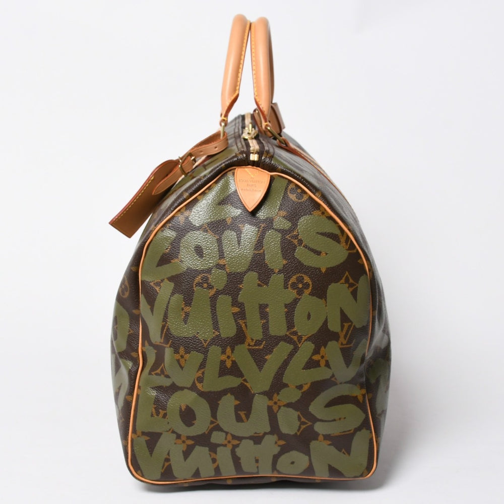新品同様 LOUIS VUITTON ルイヴィトン モノグラム グラフィティ キーポル50 M92196 ブラウン カーキ ゴールド金具 中古 4a007564