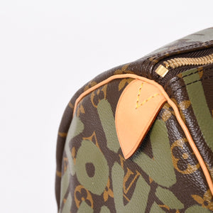 新品同様 LOUIS VUITTON ルイヴィトン モノグラム グラフィティ キーポル50 M92196 ブラウン カーキ ゴールド金具 中古 4a007564