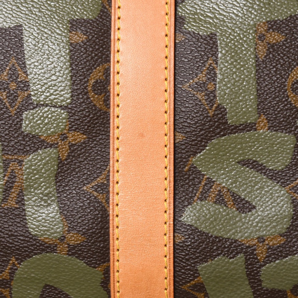 新品同様 LOUIS VUITTON ルイヴィトン モノグラム グラフィティ キーポル50 M92196 ブラウン カーキ ゴールド金具 中古 4a007564