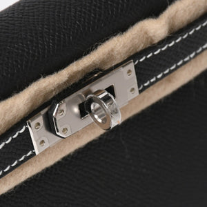 新品未使用 オーダー品 HERMES エルメス Mini Kelly2 ミニケリー2 ミニハンドバッグ ブラック イエロー エプソン K刻印 シルバー金具 中古 4a007567