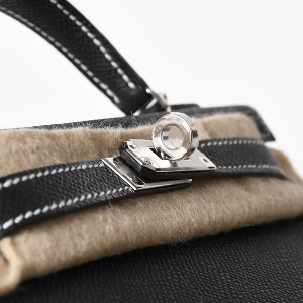 新品未使用 オーダー品 HERMES エルメス Mini Kelly2 ミニケリー2 ミニハンドバッグ ブラック イエロー エプソン K刻印 シルバー金具 中古 4a007567