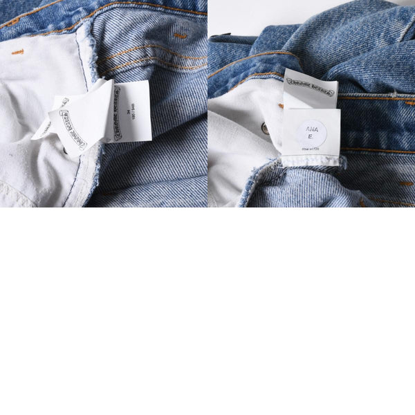 極美品 CHROME HEARTS × Levi's クロムハーツ リーバイス 517 クロスパッチ デニムパンツ インディゴブルー ブラック サイズ34 中古 4a007570