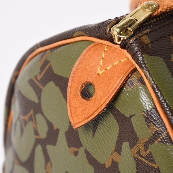 極美品 LOUIS VUITTON ルイヴィトン ハンドバッグ スピーディ30 モノグラムグラフィティ カーキ M92194 ゴールド金具 中古 4a007563