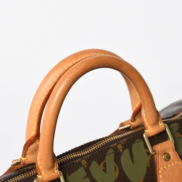 極美品 LOUIS VUITTON ルイヴィトン ハンドバッグ スピーディ30 モノグラムグラフィティ カーキ M92194 ゴールド金具 中古 4a007563
