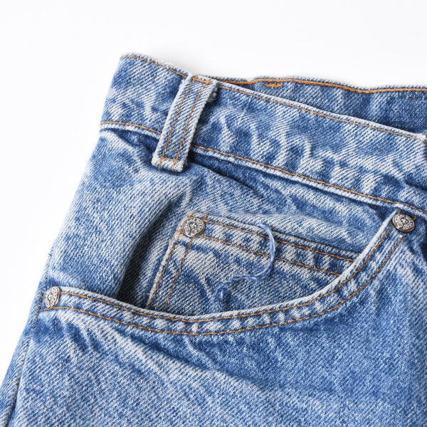 極美品 CHROME HEARTS × Levi's クロムハーツ リーバイス 517 クロスパッチ デニムパンツ インディゴブルー ブラック サイズ34 中古 4a007570