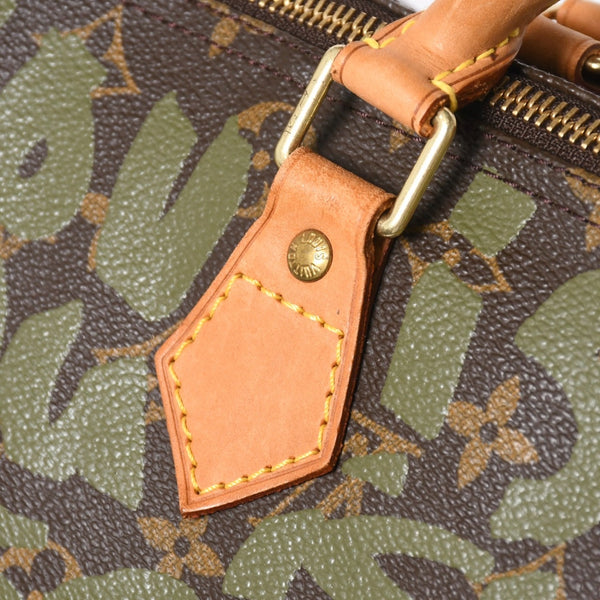 極美品 LOUIS VUITTON ルイヴィトン ハンドバッグ スピーディ30 モノグラムグラフィティ カーキ M92194 ゴールド金具 中古 4a007563