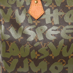 極美品 LOUIS VUITTON ルイヴィトン ハンドバッグ スピーディ30 モノグラムグラフィティ カーキ M92194 ゴールド金具 中古 4a007563