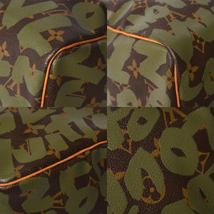 極美品 LOUIS VUITTON ルイヴィトン ハンドバッグ スピーディ30 モノグラムグラフィティ カーキ M92194 ゴールド金具 中古 4a007563