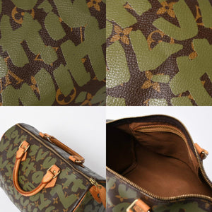 極美品 LOUIS VUITTON ルイヴィトン ハンドバッグ スピーディ30 モノグラムグラフィティ カーキ M92194 ゴールド金具 中古 4a007563