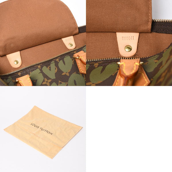 極美品 LOUIS VUITTON ルイヴィトン ハンドバッグ スピーディ30 モノグラムグラフィティ カーキ M92194 ゴールド金具 中古 4a007563