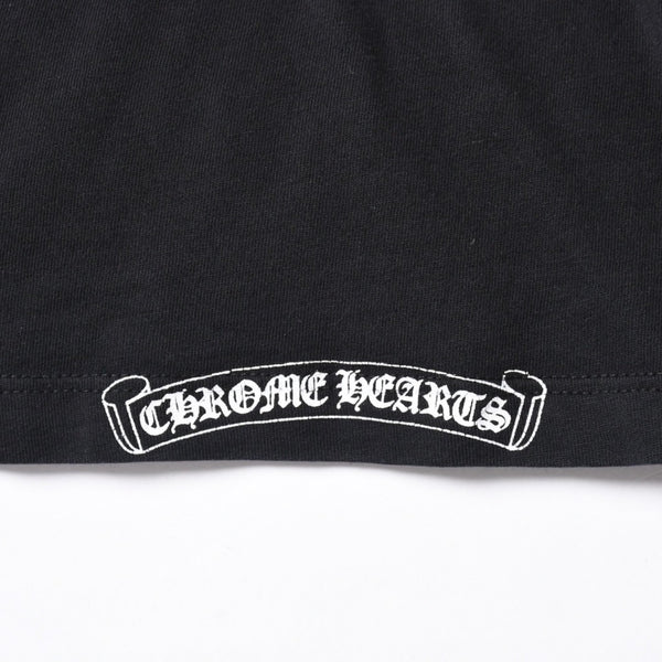 極美品 CHROME HEARTS クロムハーツ オールド バックCHクロスプリント Tシャツ ブラック Mサイズ カットソー 半袖 中古 4a007320