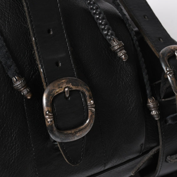極美品 CHROME HEARTS クロムハーツ BSフレア バックパック リュック ガンスリンガー レザー シルバー925 ブラック 中古 4a007573