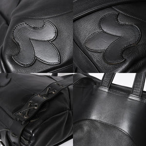 極美品 CHROME HEARTS クロムハーツ BSフレア バックパック リュック ガンスリンガー レザー シルバー925 ブラック 中古 4a007573