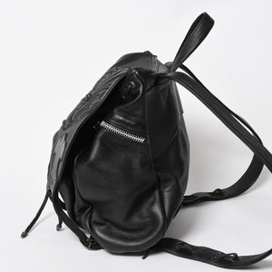 極美品 CHROME HEARTS クロムハーツ BSフレア バックパック リュック ガンスリンガー レザー シルバー925 ブラック 中古 4a007573