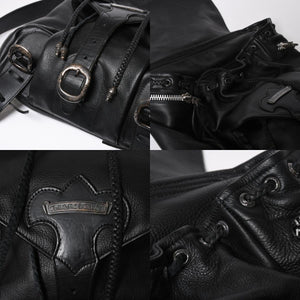 極美品 CHROME HEARTS クロムハーツ BSフレア バックパック リュック ガンスリンガー レザー シルバー925 ブラック 中古 4a007573