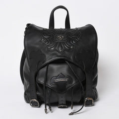 極美品 CHROME HEARTS クロムハーツ BSフレア バックパック リュック ガンスリンガー レザー シルバー925 ブラック 中古 4a007573