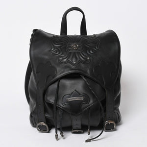 極美品 CHROME HEARTS クロムハーツ BSフレア バックパック リュック ガンスリンガー レザー シルバー925 ブラック 中古 4a007573