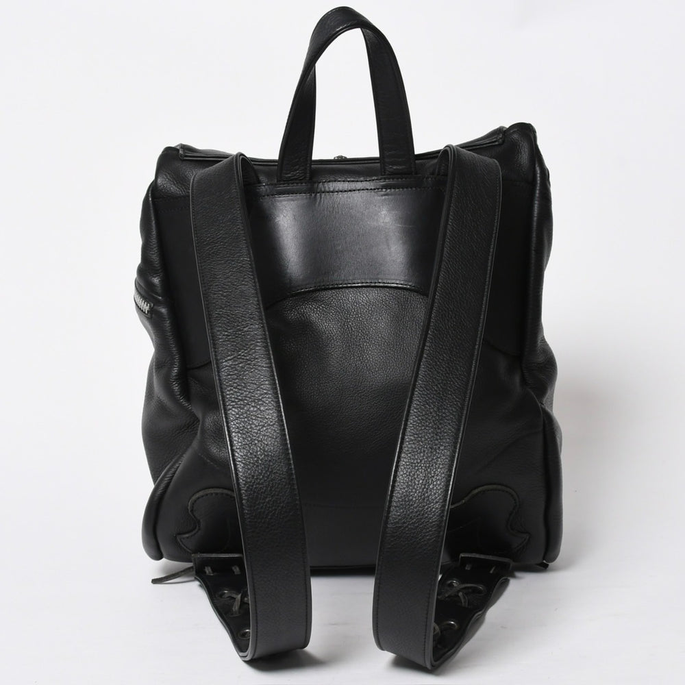極美品 CHROME HEARTS クロムハーツ BSフレア バックパック リュック ガンスリンガー レザー シルバー925 ブラック 中古 4a007573