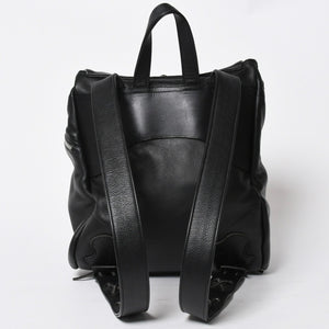 極美品 CHROME HEARTS クロムハーツ BSフレア バックパック リュック ガンスリンガー レザー シルバー925 ブラック 中古 4a007573