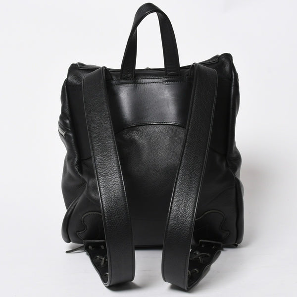 極美品 CHROME HEARTS クロムハーツ BSフレア バックパック リュック ガンスリンガー レザー シルバー925 ブラック 中古 4a007573
